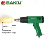 Pistolet à Air Chaud BAKU BK-8033 - Température Réglable, Chauffage Rapide, Idéal pour Soudure et Réparation Électronique