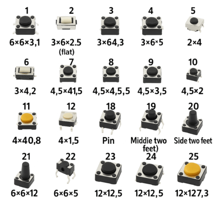 Interrupteur bouton poussoir tactiles SMD, DIP