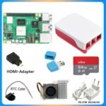 KIT Raspberry Pi 5  8 Go + Adaptateur secteur + Boîtier ABS + Carte 64 Go + Dissipateur thermique pour Raspberry Pi 5 Modèle B