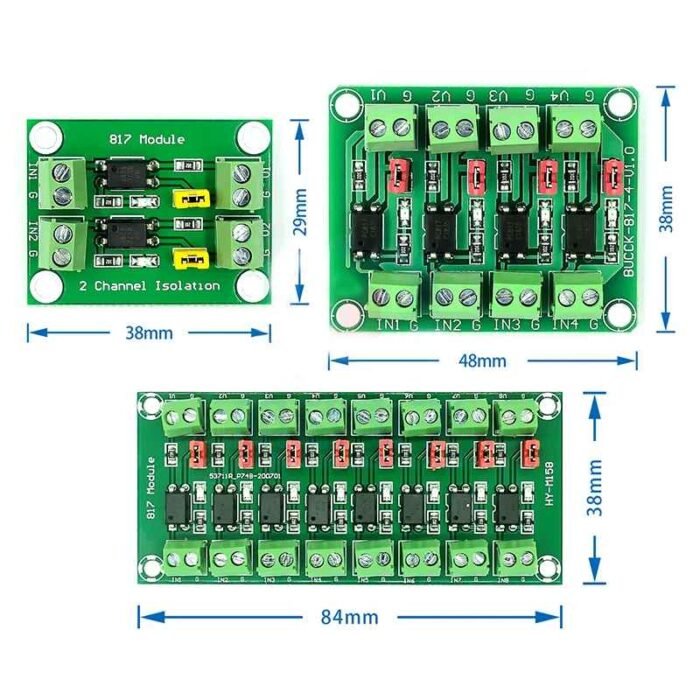 🧲 Cartes d’isolation optocoupleur PC817 / 2, 4, 8 canaux tension 3.6-30V – Image 7