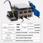 Station de soudure 3-en-1 KADA 9803D+ Air chaud + Fer à souder + Plaque chauffante intégrée – Image 16