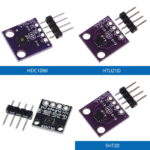 capteurs numériques d’humidité et de température :  🔵HTU21D🟢HDC1080🔴SHT20🟣GXHT30