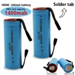 Pile au lithium rechargeable 18500 3.7V 1400mAh + etiquette de soudure
