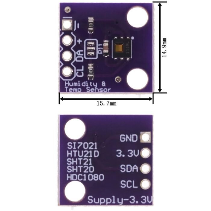 capteurs numériques d’humidité et de température :  🔵HTU21D🟢HDC1080🔴SHT20🟣GXHT30 – Image 6