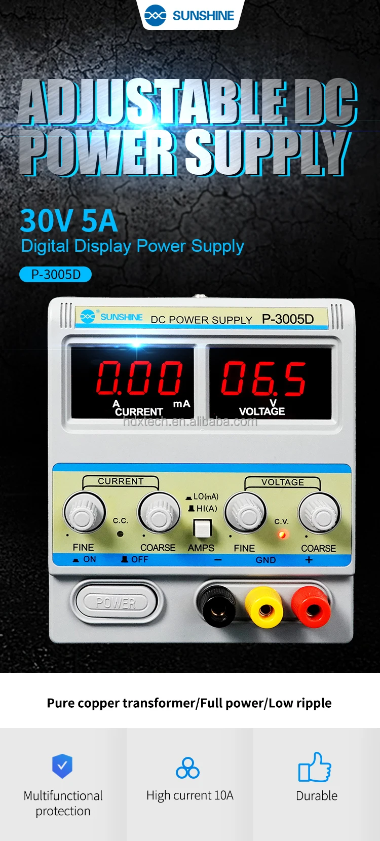 description-image-1 ALIMENTATION LABO Sunshine P-3005D 30V 5A – Image 1