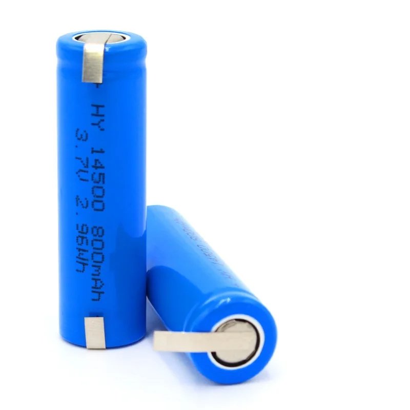 2 Pile Li-ion Rechargeable🔋 14500 3.7V 800mAh + Étiquettes de soudure – Image 1