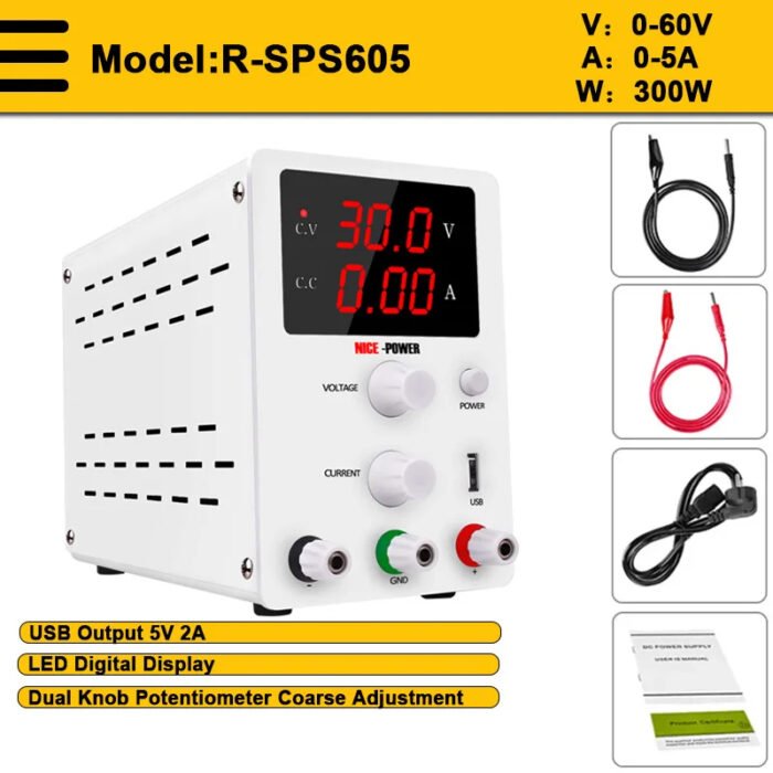 Alimentation de labo SPS605 (60V / 5A) ( White) – Image 1
