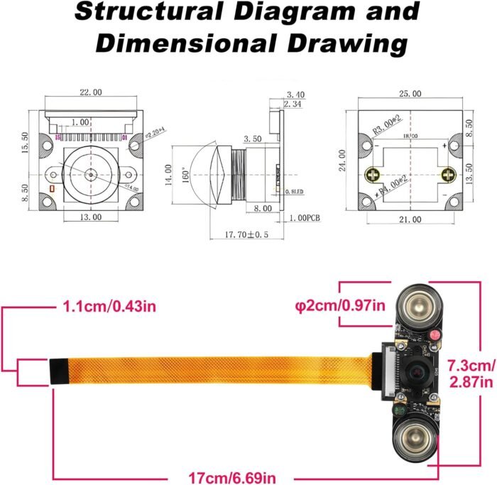 Module Caméra FPVERA 8MP – IMX219 – Grand Angle 160° – Vision Nocturne – Image 2