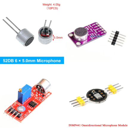 Microphones 🎧📡🔍MAX9814, INMP441, KY-038, Électret 6050, FM 88–108MHz Sans Fil