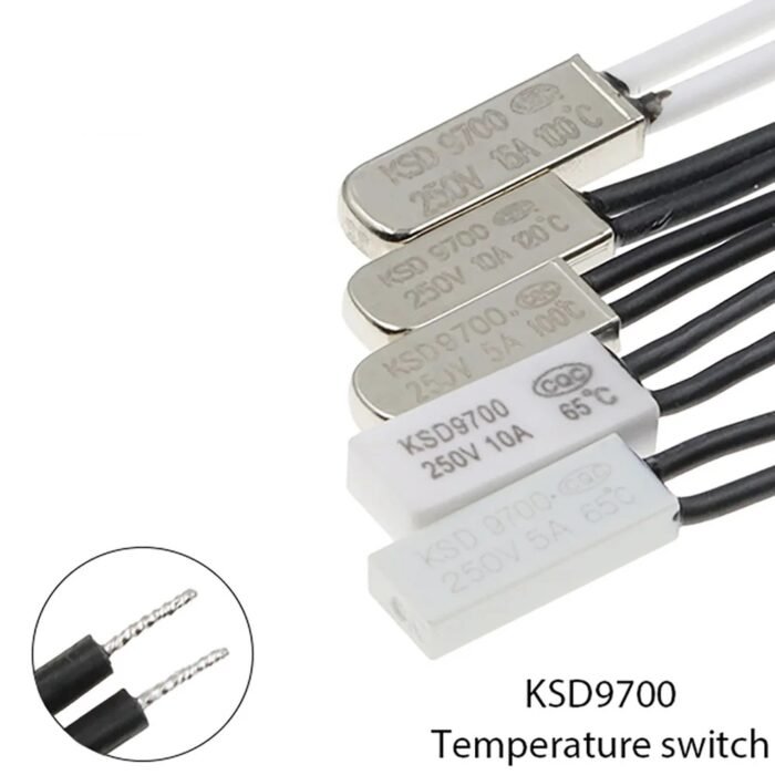 Thermostat Fusible🌡️KSD9700 – NC/NO – 250V 5A – 40°C à 155°C – Image 1