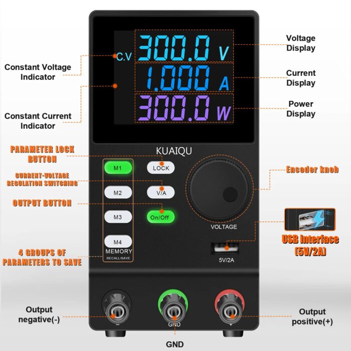 Alimentation de labo SPPS3010D (30V / 10A) – Écran couleur (Black) – Image 4