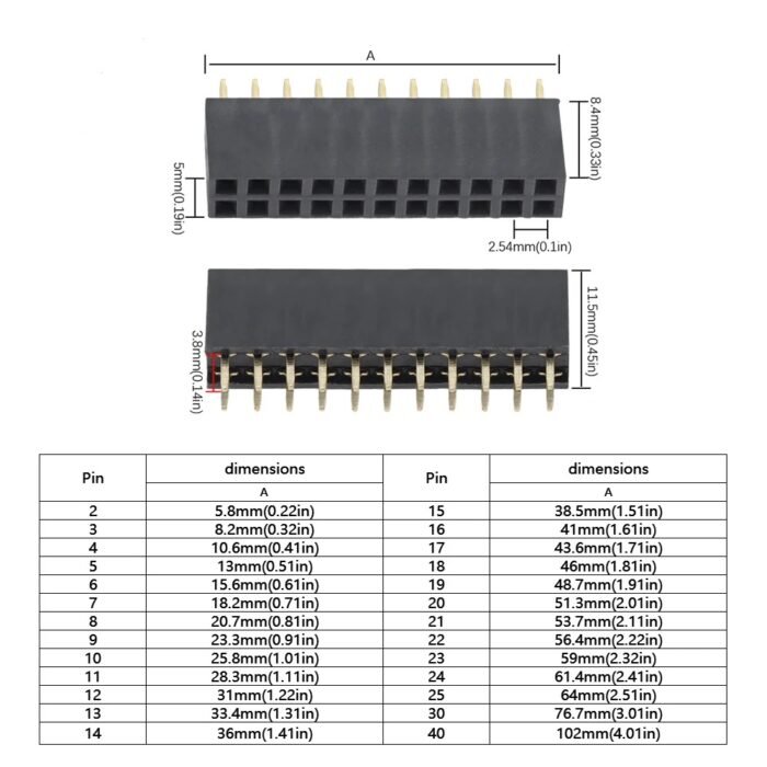 Connecteur PCB tête femelle / Male 2.00mm / 2.54mm – Image 11
