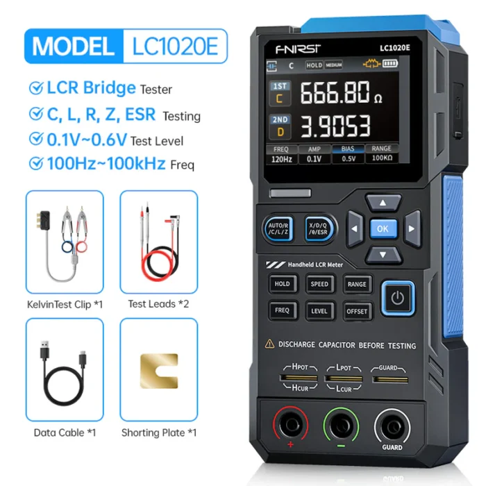 FNIRSI® LC1020E – Testeur LCR & ESR numérique portable haute précision à pont – Image 1