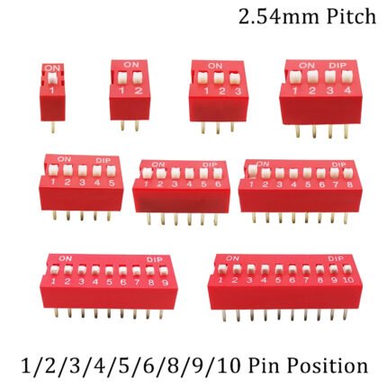 Interrupteur DIP 🔴 à Glissière (1 à 12 Bits – Rouge)