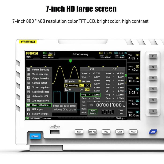 Oscilloscope Générateur de signaux FNIRSI 1014D 2 en 1 DDS, 2 canaux Bande passante 100 MHz – Image 2