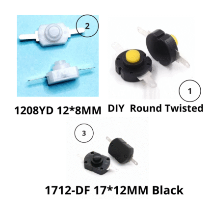 Switch for Electric Torch White On Off Mini Push Button 1208YD 12*8MM DC 30V 1A