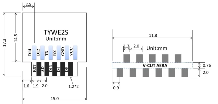 ESP32 Module WiFi série TYWE2S (ESP-02S) – Image 3