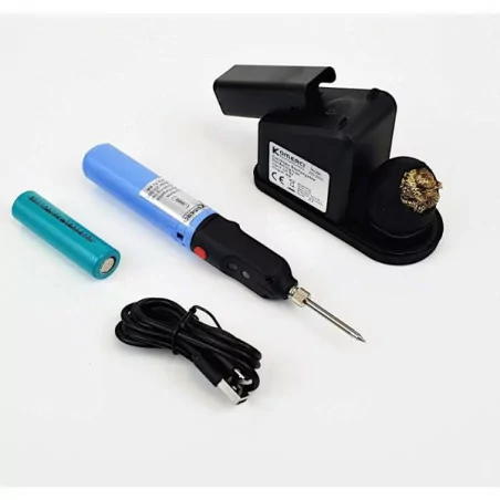 komerci-zd-20g-fine-soldering-iron-8-w-wireless-with-soldering-iron-shelf-as-charging-station-battery-metal-sponge-blue-380-c Fer à souder 🔧sans fil Komerci ZD-20G – Image 1