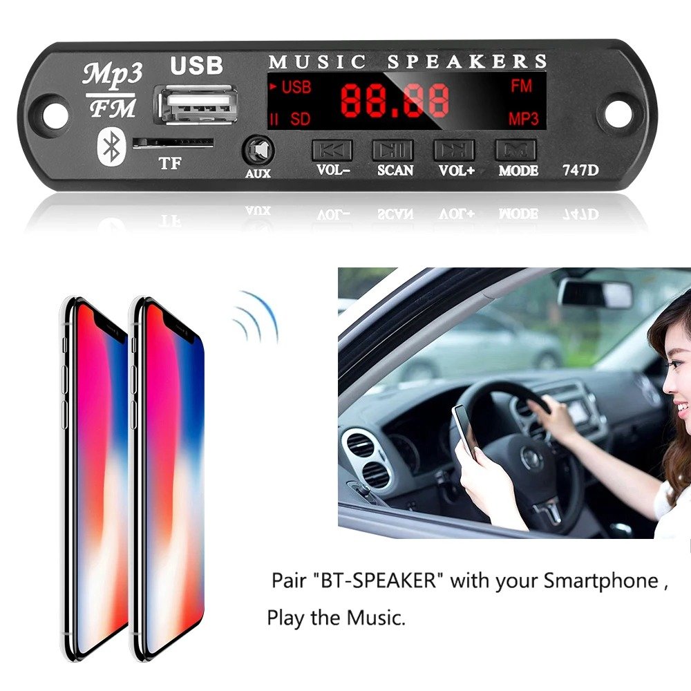 BB (2) carte de décodage MP3 Bluetooth avec emplacement pour carte SD, USB, FM – Image 1