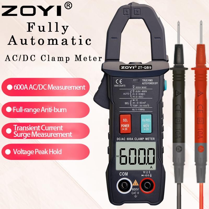 612JgQmkYdL Pince Ampèremétrique Smart 600 A AC/DC – ZOYI ZT-QB9 – Image 1