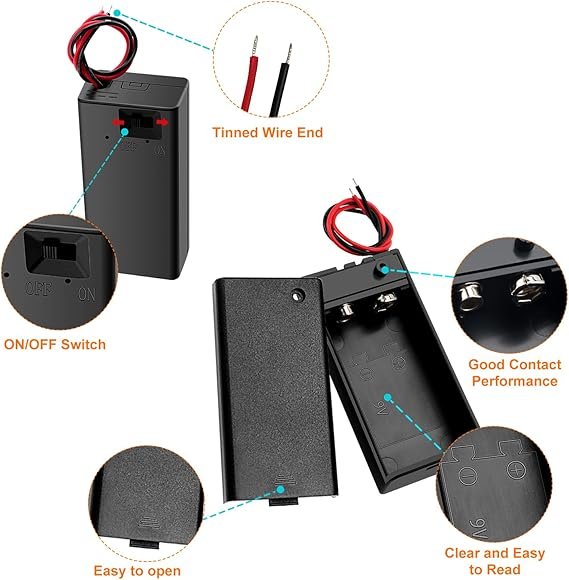 71uNtFfuUEL._AC_SX569_ Support à Batterie 9V avec Interrupteur ON/OFF – Image 1