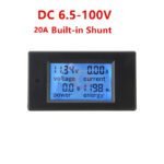 Wattmètre DC 6.5–100V : Modèles 20A et 100A avec Shunt Externe – Voltmètre/Ampèremètre/Compteur de Puissance LCD – Image 2
