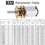 Micro moteur à engrenages N20 avec boîte de vitesses en métal 3V, 6V, 12V,   / 30.. TO ..1000  tr/min – Image 5