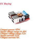 Régulateur Abaisseur USB ( Step-down ) DC-DC (Entrée 8V-35V ➝ Sortie 5V USB / 8A)  Modèle 4 /2 Ports USB – Image 6