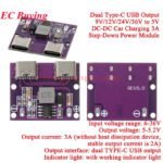 Régulateur Abaisseur USB ( Step-down ) DC-DC (Entrée 8V-35V ➝ Sortie 5V USB / 8A)  Modèle 4 /2 Ports USB – Image 3