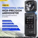 FNIRSI FAM-02 — Anémomètre professionnel 3-en-1 (Vitesse du vent, Température & Humidité)