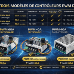 Régulateur de vitesse Moteur DC Contrôleur PWM Haute Puissance DC 10–55V / 40A /60A