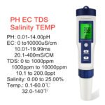 PH-Mètre de précision Testeur 5 en 1 pH / TDS / EC / Salinité / Température – Image 8