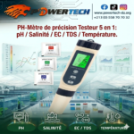 PH-Mètre de précision Testeur 5 en 1 pH / TDS / EC / Salinité / Température
