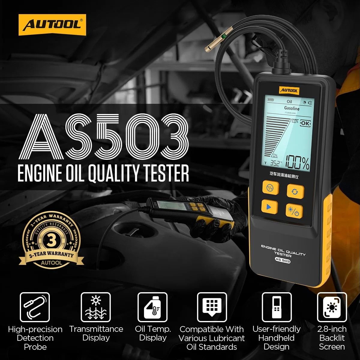 4 AUTOOL AS503 – Testeur Numérique de Qualité d'Huile Moteur pour Véhicules Essence et Diesel – Image 1