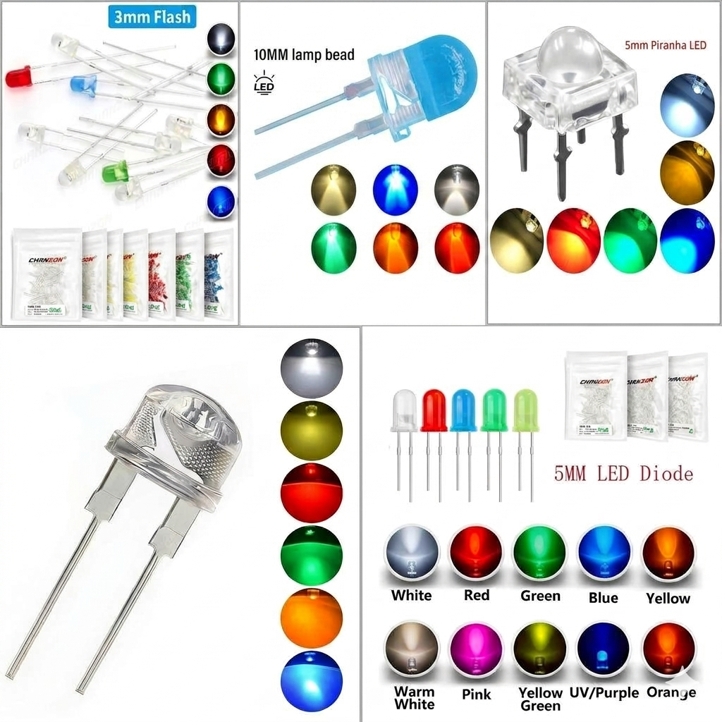 image_83523bd4 Lampe LED: 3 / 5 / 8 / 10 mm Transparente Chapeau de Paille Piranha , 4 broches broches 2 broches – Image 1