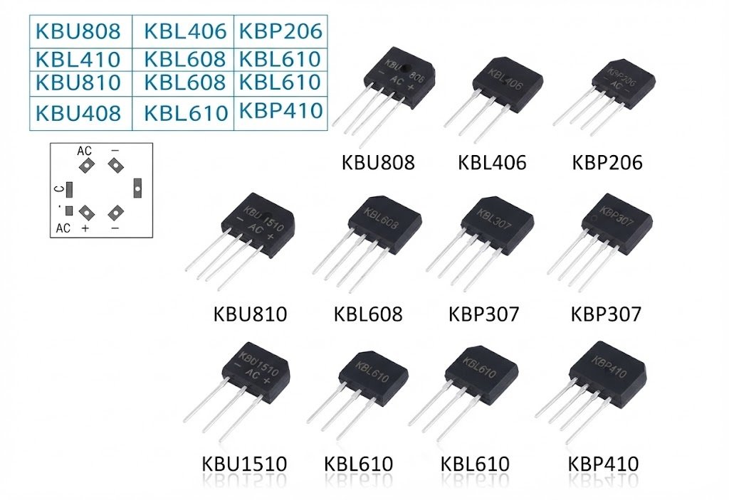 d07733bb-da25-4c00-8091-b8331a95cca3 Gamme de Ponts de Diodes Redresseurs – Séries KBP, KBL & KBU – Image 1